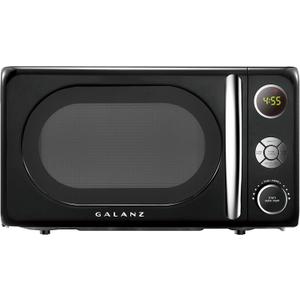 Galanz GLCMKA07BKR-07 Microwave Oven, LED Lighting, Pull Handle Design, Child Lock, Retro Black, 0.7 cu ft