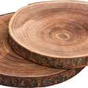 Nicunom 2 Pack Large Wood Slices for Centerpieces, 9"-10"/11"-12" Natural Wood Slabs Round Tree Slices Wooden Cheese Server, Rustic Wood Centerpieces for Wedding Table
