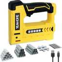 YEAHOME Electric Staple Gun, 5 in 1 Cordless Staple Gun for Upholstery with 1200 5/16" Staples, 600 1/2" U-Shape Staples, 600 19/32 pin Nails, 60019/32 Nails and 1 USB Charger Cable