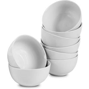 Klikel 8 Pack 18oz White Round Soup Bowls - 5.5-inch (18oz) Classic Solid Coupe Style Porcelain Dinnerware - Large Bowl For Noodle Pasta Cereal Salad
