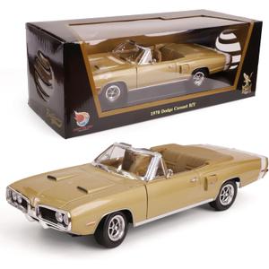 1970 Dodge Coronet R/T 1/18 Scale Die-Cast Metal Model Car with Opening Doors & Display Case - Premium Classic Vintage Collectible Car Gift for Men and Adults (Gold)