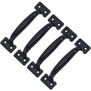 QCAA Door Pull, 6-1/2", Steel, Black Coated, 4 Pack, Made in Taiwan