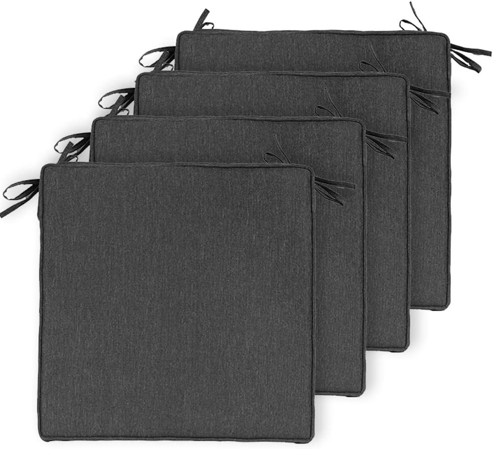 Pack of 4 Outdoor Seat Cushion with Double welt 20" x 20" x 2.5",Zipper, Foam (Charcoal Dobby)