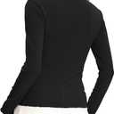 Darong Long Sleeve Tops for Women Basic Fitted Shirts | slim fit, crew neck, fall tshirt, ribbed knit, undershirt, soft material,lettuce edge, stretch (Black, M)