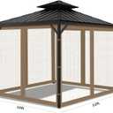 Gazebo Universal Replacement Mosquito Netting, 10'x12' Gazebo Netting Outdoor, 4-Panel Screen Walls for Outdoor Patio with Zipper (Mosquito Net Only) (Brown)