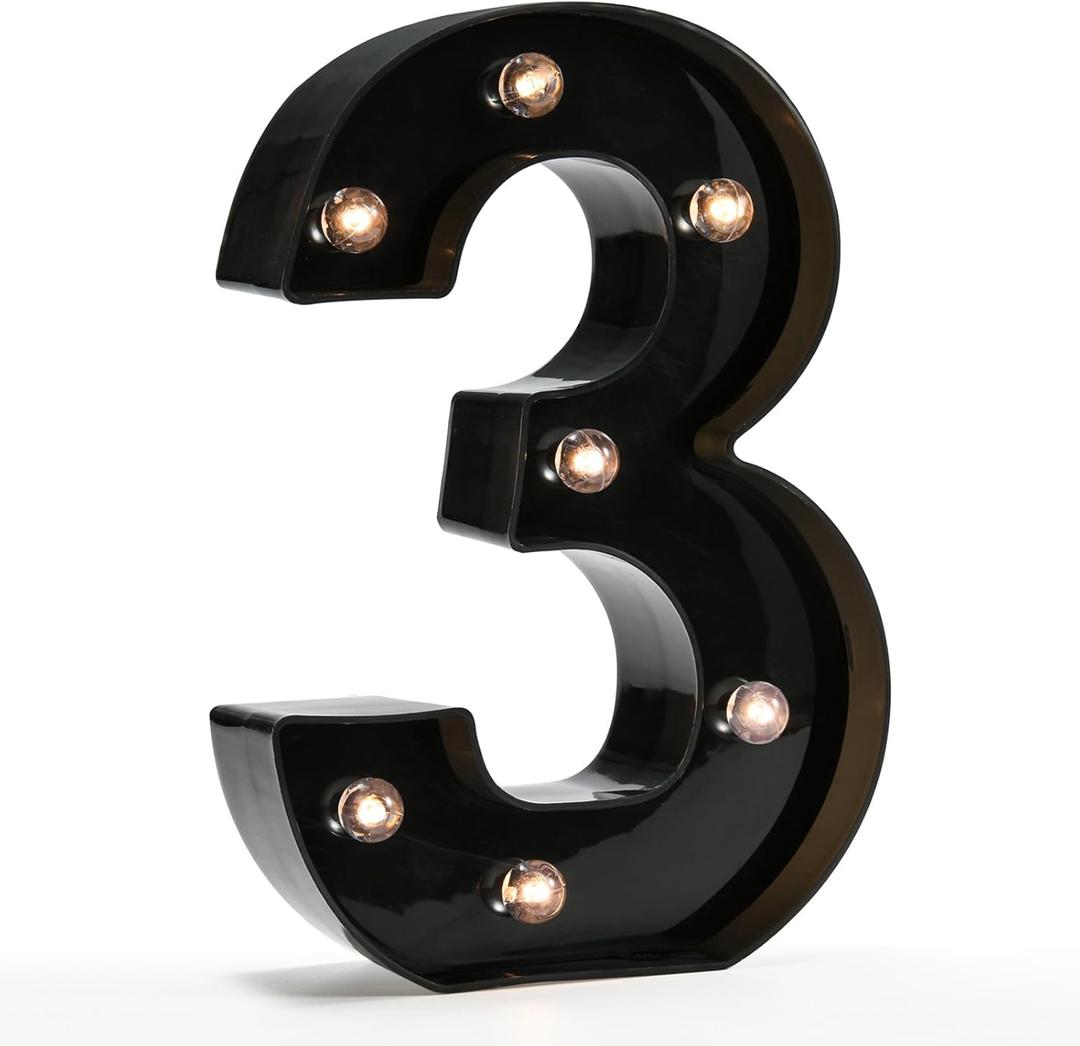 OYCBUZO Light Up Black Alphabet Marquee Number Sign LED Marquee Number Lights Sign for Night Light Home Bar Christmas Lamp Birthday Party Wedding Decoration 3
