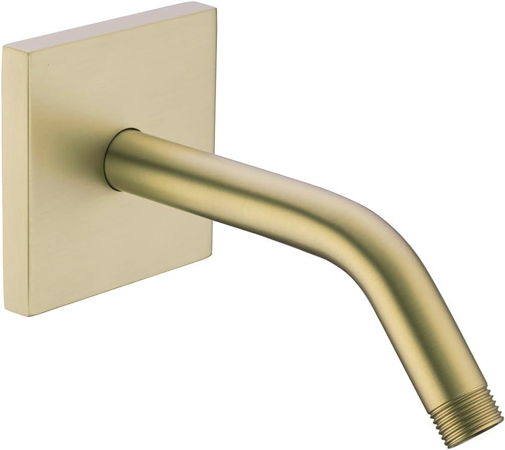 RANDOM Shower Arm with Flange,Gold 6 Inches Wall Mount Angle Shower Head Extension Arm For Fixed Shower Head Stainless Steel,Brushed Gold.RD-91018-6BG-SQ