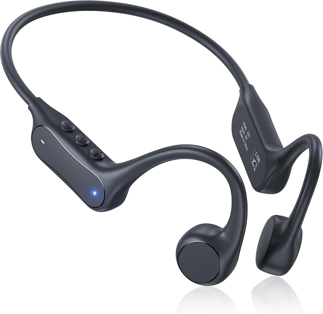Bone Conduction Headphones Bluetooth 6.0, Open Ear Headphones for Running with Mic, 1H Fast Charge, 10H Playtime, IP54 Waterproof, 0.9oz Ultra-Light Running Headphones