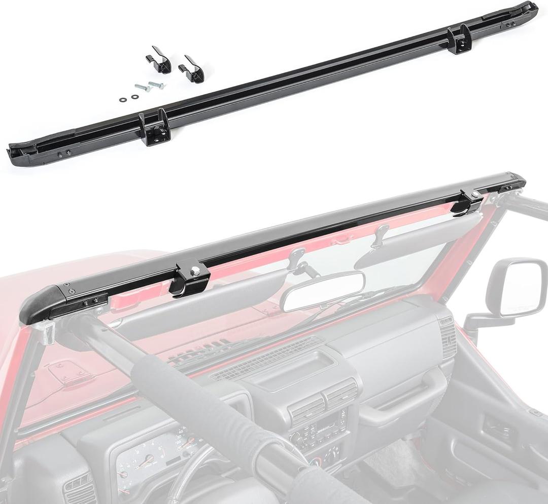 MasterTop No Drill Windshield Header for Bimini Summer Top Installations |Fits All 1997-2006 Jeep TJ Wranglers|Fits All Leading Brands of Bimini Summer Tops |Not Needed for MasterTop Mesh Tops