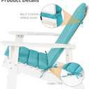 Adirondack Chair Cushion Set of 2 Indoor Outdoor Furniture Cushions Rocking Chair Cushions with Straps Replacement Folding Patio Chair Pad,19.7x18.9x1.5 Inch（Blue）
