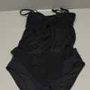 B2prity Womens Mesh Tankini Swimsuits Flowy Two Piece Bathing Suit V Neck Tie Knot Swim Top with High Waisted Bottom (X-Large, Grey Blue)