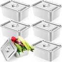 Sumind 6 Pack Stainless Steel Hotel Pans with Lids 6 Inch Deep Steam Table Pans Food Storage Container for Food Maple Syrup Catering Restaurant Hotel Buffet Warmer Commercial Kitchen Supplies