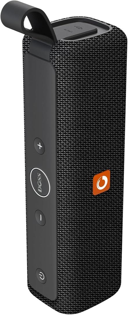 DOSS E-Go II Bluetooth Speaker with 12W Superior Sound, Loud Bass, IPX6 Waterproof, Built-in Mic, 12H Playtime, for Pool, Beach, Outdoor, and Travel (Black)