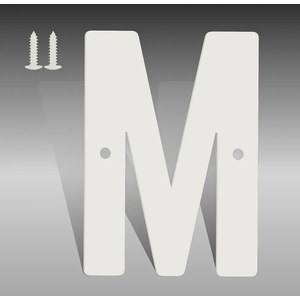 10 Inch White Metal Letters, Modern House Numbers for Outside, White Door Mailbox Numbers, Metal House Address Letter and Number for Office Apartment Outside (M)