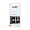 KISS Gel Fantasy, Press On Nails, Nail glue included, 'Aim High', Black, Short Size, Squoval Shape, Includes 28 Nails, 2g glue, 1 Manicure Stick, 1 Mini File