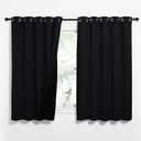 NICETOWN Complete 100% Blackout Curtains, Thermal Insulated & Energy Efficiency Window Draperies with Black Liner, Noise Reducing Short Curtains for Kids Room (Black, 62-inch W by 63-inch L, 2 Panels)