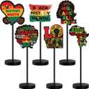 Geetery 6 Pcs Black History Month Decorations Wooden Black History Month Table Centerpieces Africa Afro American Signs Wood Table Toppers for Freedom Day Celebration Party Supplies