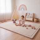 1.3" Thick Baby Play Mat for Floor,59x79 Large Memory Foam Tummy Time Mat