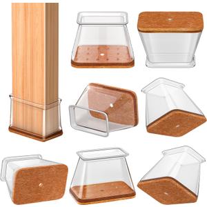 Chair Leg Floor Protectors Rectangle, Silicone Chair Leg Protectors for Hardwood Floors, Chair Leg Caps Covers Protect Wooden Floors from Scratching 20 Pcs Medium (Fit Perimeter 3-3/4'' to 4-7/8'')