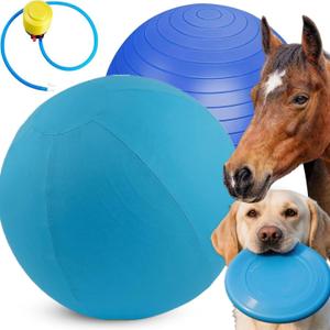 25-Inch Herding Ball for Dogs Horse with Cover.Dual Layered Herding Dog Ball for Australian Shepherds with Hand Pump for Play, Blue
