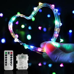 LED Rope Lights Battery Operated String Lights-33Ft 100 LEDs 8 Modes Outdoor Waterproof Fairy Lights Dimmable/Timer with Remote for Camping Party Garden Holiday Decoration(Muilt-Color 1 Pack)