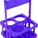 musbus Reusable Drink Carrier with Handle for Delivery Drivers, Portable Cup/Coffee Holder Accessories for Delivery, Foldable Drinks Caddy with Tray, Car Durable Plastic Festive Bottle, Vacation (Dark Violet)