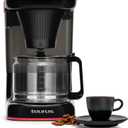 Taurus Velvet 12-Cup Drip Coffee Maker, Glass Carafe, Modern Compact Design, Non-Programmable, Easy-Clean Reusable Filter, Auto Shut-Off, Black