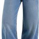 Women Baggy Jeans High Waisted Loose Fit Vintage Oversized Wide Leg Long Denim Pants Trousers (Blue)