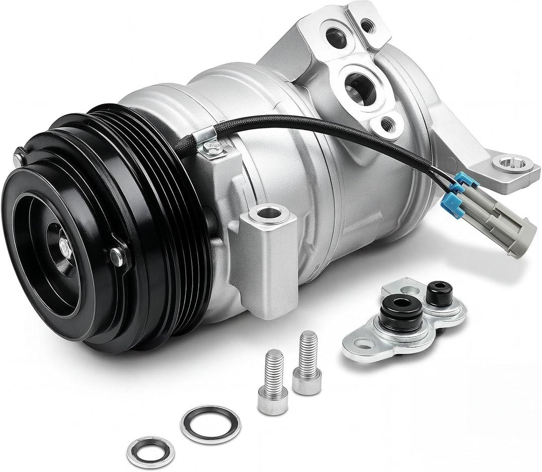 AC Compressor Compatible with 2000-2013 Chevy Silverado Suburban 1500 2500 Tahoe GMC Yukon XL 1500 2500 5.3L 4.8L 2 Mounting Holes Replaces CO 29002C