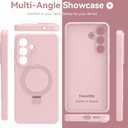 for Galaxy S26 Case with Stand, Slim Liquid Silicone Phone Cases for Samsung Galaxy S26 Compatible with MagSafe, Full Camera Protection Magnetic Kickstand Cover Case for Samsung S26, Pink