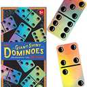 eeBoo: Giant Shiny Holographic Foil Dominoes, Matching, Counting, and Concentration Skills are Learned with This Classic Game for The Whole Family, Perfect for Ages 5 and up