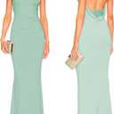 Capuffy Women Drape Neck Formal Maxi Dresses Lace Backless Cocktail Party Dress Spaghetti Straps Mermaid Evening Gown 221 (Large, Mint Green)