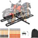 Dual Motorcycle Carrier Hitch Mount,600 LBS Dirt Bike Carrier with Ramp,Ratchet Straps,Stabilizer for Car,Truck