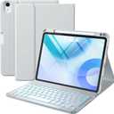 Harvopu Compatible with iPad Air 11-inch/ 10.9" Air 5th 4th Generation Case with Keyboard - Backlit Detachable, Folio Cover with Pencil Holder for iPad Air 11 Inch M3/M2, Air 5/ Air 4 (Gray)