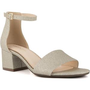 LONDON FOG Women's Nikki Low Two Piece Block Heel Dress Shoe Ladies Ankle Strap Pump Sandal (6)