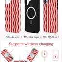 Jusy Magnetic Wavy Striped Phone Case for iPhone 14 Pro Max,Wavy Red | Compatible with MagSafe, Cute Aesthetic Striped Design, TPU and PC Protective Shockproof Cover