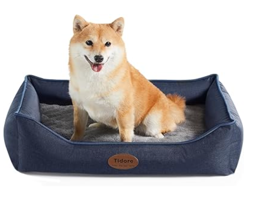 Tidore Orthopedic Dog Beds for Medium Dogs, Durable Egg Crate Foam Sofa Dog Bed wit Washable Removable Cover,Waterproof Lining,Pet Bed for Large Dogs (Navy Blue, 26.4" L x 21.7" W x 6.2" Th)