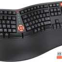 MEETION Ergonomic Keyboard, Wireless Split Ergo Keyboard with Cushioned Wrist Rest, Full Size, USB-C Rechargeable, USB & Bluetooth Keyboard for Multi-OS Windows/Mac, Computer/Laptop/Tablet, We-Black (Black Large (19.11101.7 inches))