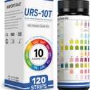 10-in-1 Urine Test Strips for Urinalysis  Full Panel Urinalysis Test Strips for Protein, Nitrite, Leukocytes, pH, Kidney and Liver Function (120 Strips)