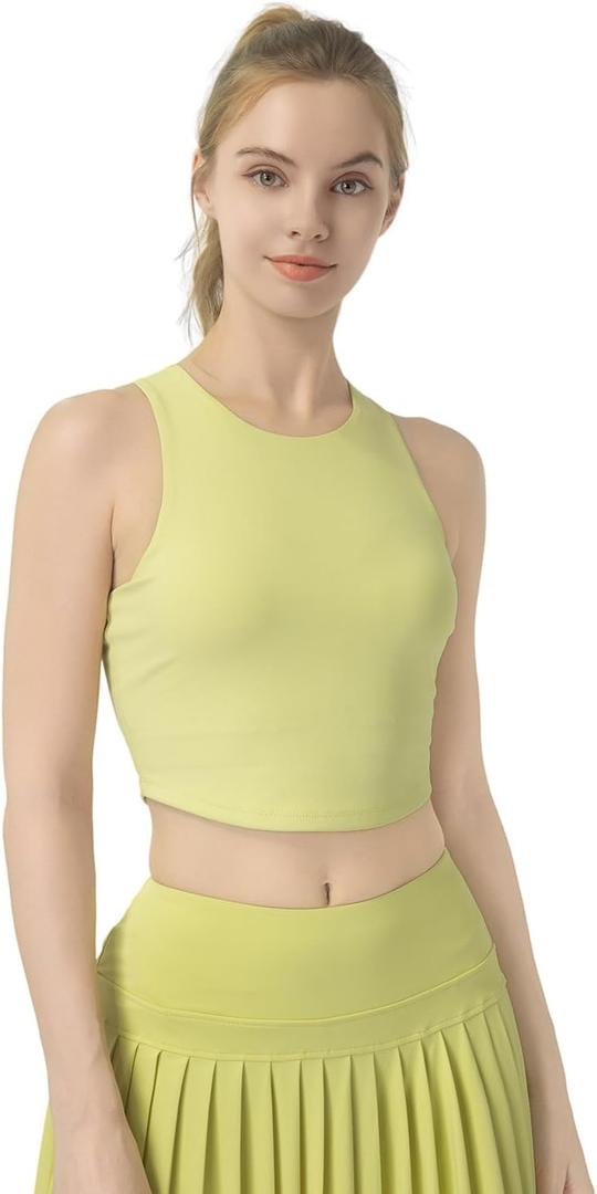 Womens Sports Bra Padded Crisscross Back Medium Support Sports Bras with Removable Cups for Workout Yoga (Yellow, XS)