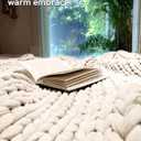 YnM Cotton Weighted Blanket, Handmade Chunky Knitted Design, Soft and Cozy, Temperature Regulating and Breathable, Machine Washable Throw for Sleep or Home Decor (Cream White, 80x84 Inch, 35lbs)