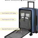 LEVEL8 Road Runner Carry On Luggage with Front Compartment, 20 Inch Lightweight Hard Shell Suitcases with Wheels Airline Approved, Tsa Locks for Luggage, Blue, 21.46" x 14.57" x 9.45"