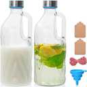 2 Pack 36oz Clear Glass Pitchers with Lids and Handles,Coffee Carafe Beverage Serveware,Water Jug for Making Tea and Juice