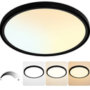 20 Inch Flush Mount Ceiling Light, 40W Dimmable LED Fixture 4000LM, 3000K/4500K/6000K Adjustable, Round Ceiling Lamp for Bedroom, Kitchen, Living Room, Dining Room, Bathroom, Black