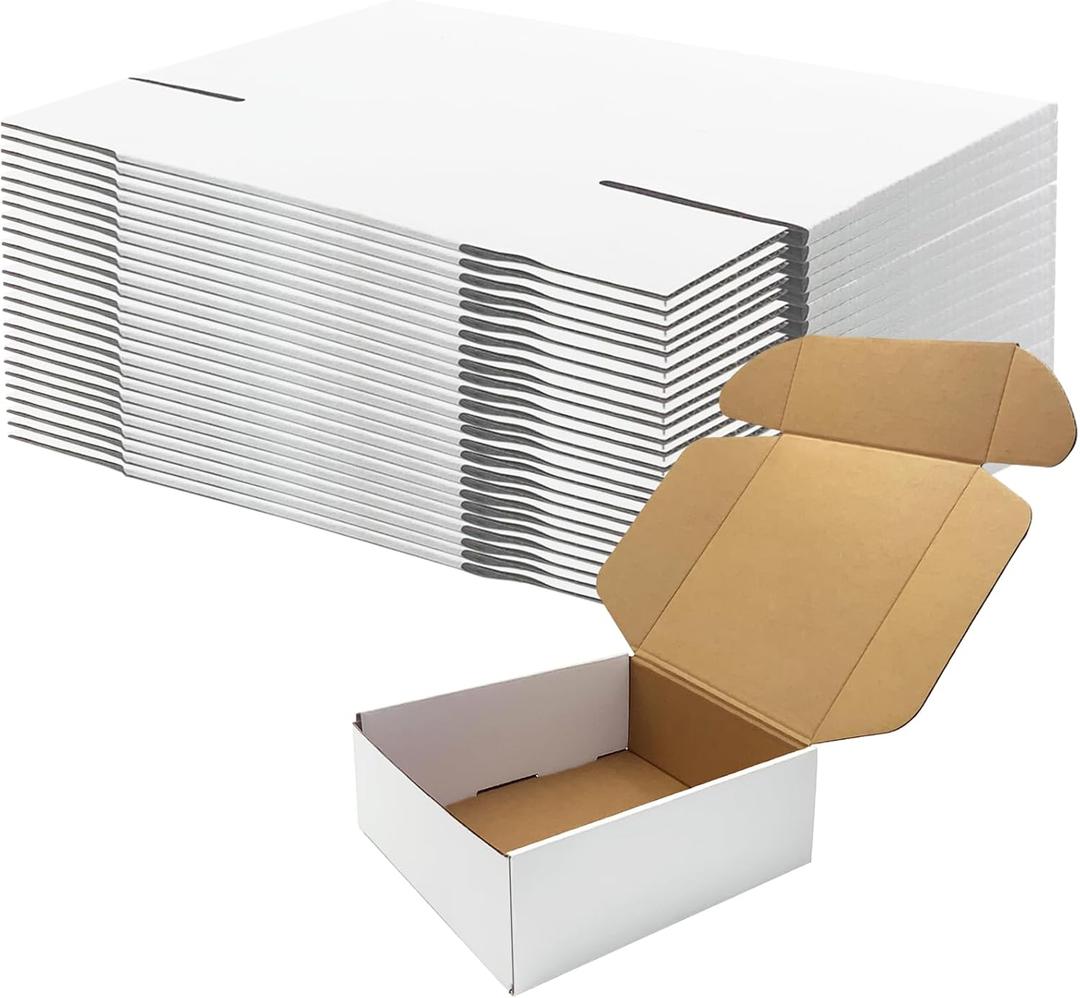 10x10x3 inch Shipping Boxes, White Corrugated Cardboard Box Literature Mailing Shipping Packaging Recyclable Storage Boxes and Craft Gifts Giving Products Business White Box Set of 25 (10''x10''x3'')