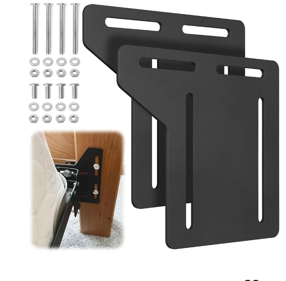 2 PCS Bed Frame Brackets Adapter for Headboard Extra, Full to Queen Conversion Kit, Heavy Duty Bed Modification Plate, Headboard Attachment for Metal Bed Frame, Headboard Adapter Kit with Hardware