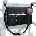 Wheelchair Accessories Bag - Wheelchair Bag to Hang on Back, Wheelchair Accessories Backpack for Adult & Senior, Wheelchair Pouch with Medicine Storage Insulation Pocket & Shoulder Strap