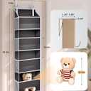 ULG 1 Pack Small Over Door Organizer with 4 Large Pockets 8 Mesh Side Pockets, Hanging Storage Organizer with Clear Window Kids Toys Deep Gray
