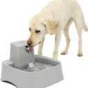PetSafe Drinkwell Pet Fountain,Dog Water Bowl Dispenser for Cat and Dogs, Plastic, Adjustable Flow Control, Easy to Clean Design,Grey, 2 Gallon/256 oz