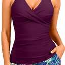 Women Tankini Swimsuits with Shorts - Two Piece Tummy Control Bathing Suits Top with Two Pockets Bottom Swimwear, XXL
